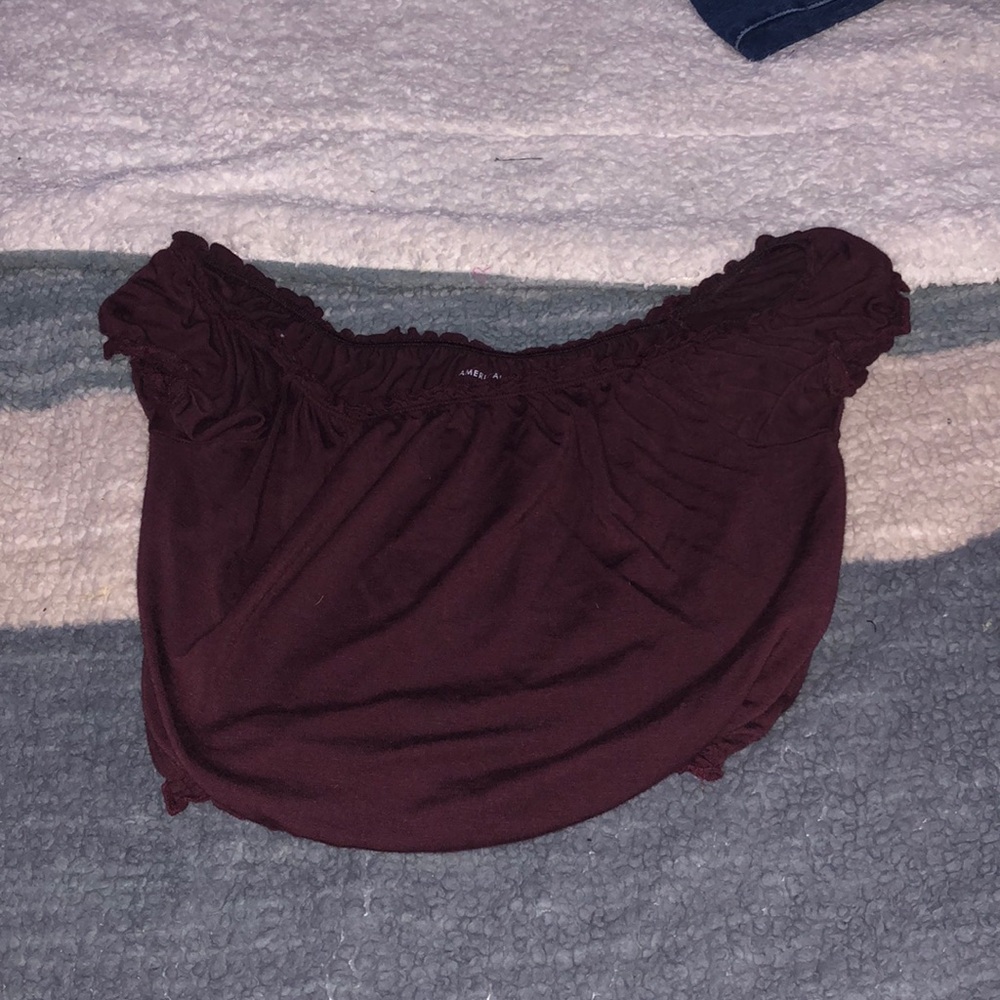 dark purple- off shoulder-crop top